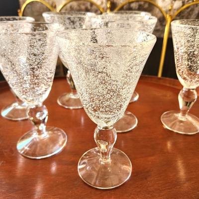 Lot #34 Set of 8 Bubble Glass Goblets - Footed