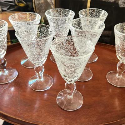 Lot #34 Set of 8 Bubble Glass Goblets - Footed