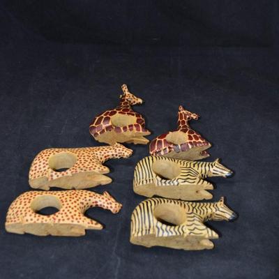 Lot of 6 Hand Carved/Painted African Napkin Rings