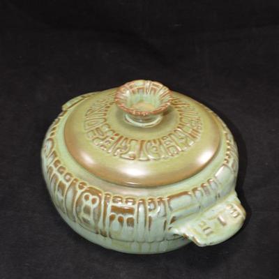 Vintager FRANKOMA Maya/Aztec Prairie Green Covered Dish 10”x8”x5”