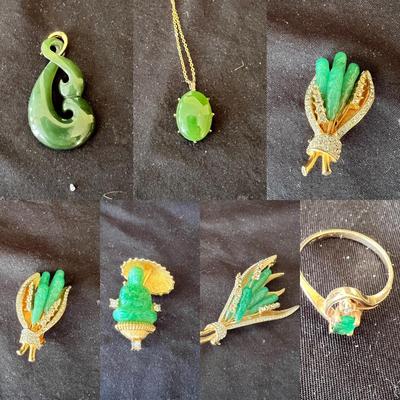 Gold with Jade Colored Stones, incl 10K & 14K (K-BB)