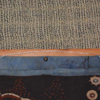 Wood Framed Batik Wax Cloth Large Wall Hanging Print 33.25”x33.25”