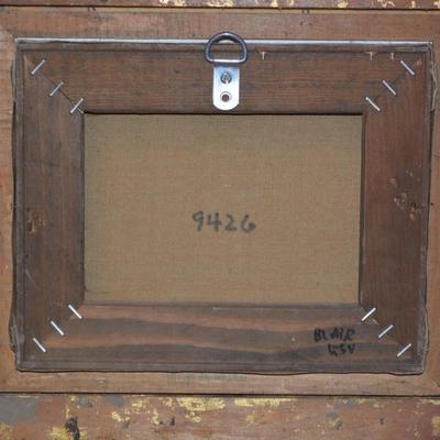 Sale Photo Thumbnail #278: Has cracking throughout the painting due to age. Wood frame is brushed with stunning gold tone detailing.