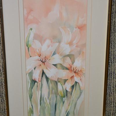 Original Watercolor by Carolyn Miller Titled “Sunrise in the Garden” 24.25”x12.25”