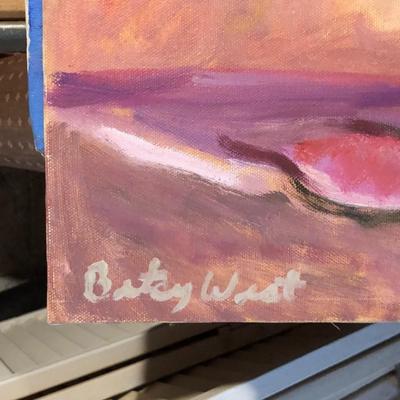 Unframed Oil on Canvas Impressionist Styler Floral Still Life, Signed Betsy West