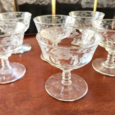 Lot #38 Lot of 6 Vintage Crystal Sherbets - pretty!