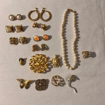 Pearls with Clip Earrings and Pins (K-BB)