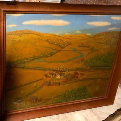 Frames Oil on Canvas "A Golden Afternoon in Kelley Corners in the Catskills", Signed David Bowerman