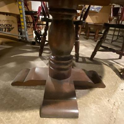 Vintage Round Game Table with Four Captains Chairs