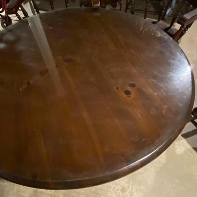Vintage Round Game Table with Four Captains Chairs
