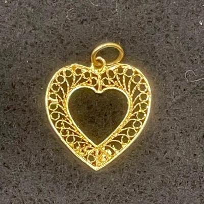 Gold Tone Metal Heart Pendant