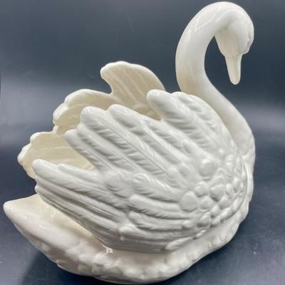 Vintage Goebel Ceramic Porcelain Swan Plantre