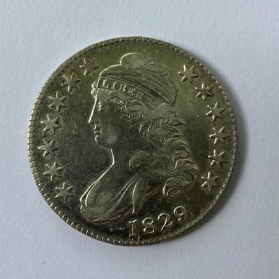1829 Capped Bust Half Dollar Silver Coin