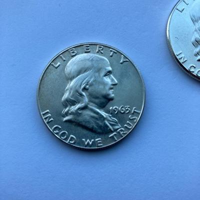 1963-D and 1963 P Franklin Half Dollar Silver Coins