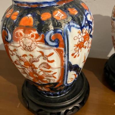 PAIR of Antique Late 19th Century Japanese Imari Porcelain Vases 5” H