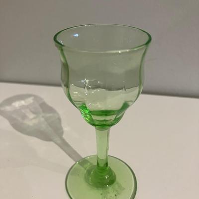 VINTAGE VASELINE URANIUM GREEN 3.25”h GLASS Cordial Cup C1900