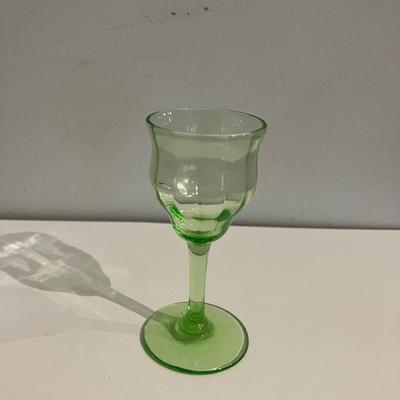 VINTAGE VASELINE URANIUM GREEN 3.25”h GLASS Cordial Cup C1900