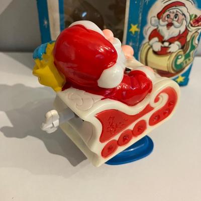 Vintage Santa Claus Wind Up Toy Working With Box 3.5”h