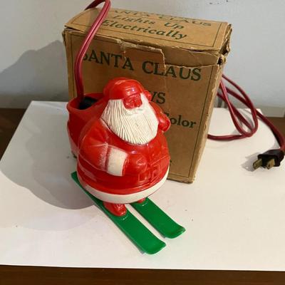 Vintage Plastic Christmas Santa Light 4.5”h with Box