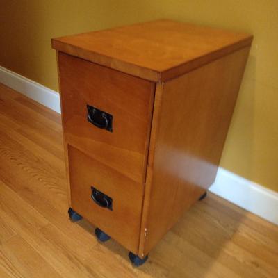 Wood Finish Two Drawer Filing Cabinet