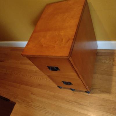 Wood Finish Two Drawer Filing Cabinet