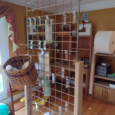 Wood and Wire Display Rack with Hooks