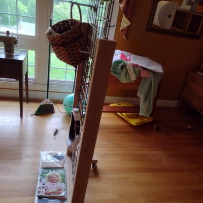 Wood and Wire Display Rack with Hooks