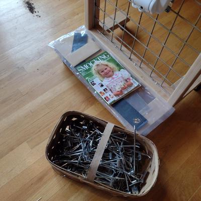 Wood and Wire Display Rack with Hooks
