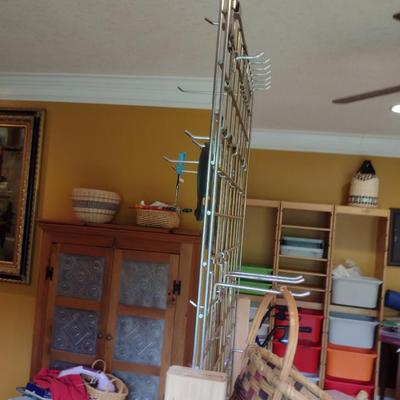 Wood and Wire Display Rack with Hooks