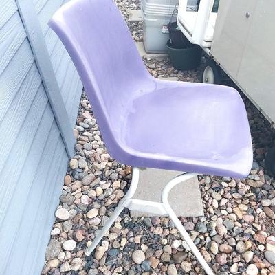 FOUR STACKABLE PURPLE CHAIRS