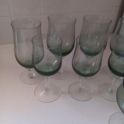 CRYSTAL STEMMED GLASSES WITH A HINT OF GREEN