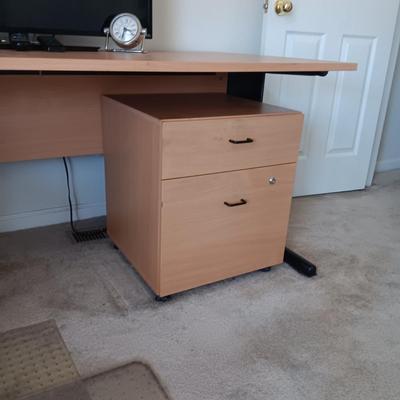 NICE L-SHAPED DESK WITH 2 DRAWER FILING CABINET