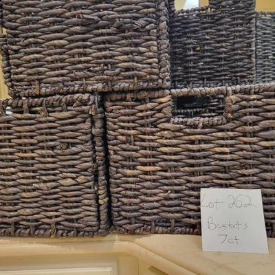 Lot of seven storage baskets