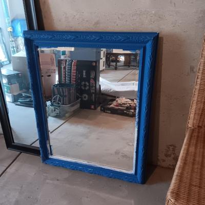 PAINTED WOOD FRAMED MIRROR AND A FULL LENGTH MIRROR