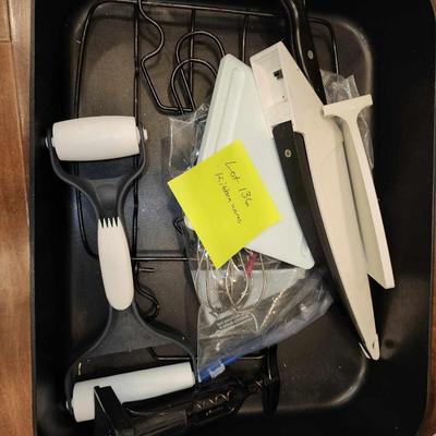 Lot of kitchen utensils and roasting pan