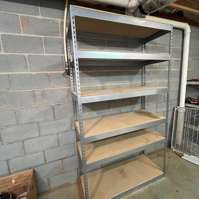 Four Metal Shelving Units with Wood Shelves (BS-MG)