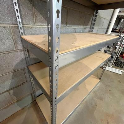 Four Metal Shelving Units with Wood Shelves (BS-MG)