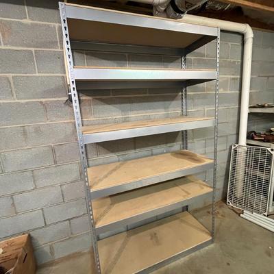Four Metal Shelving Units with Wood Shelves (BS-MG)