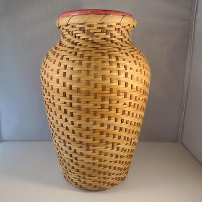 Hand Woven, Artisan Created Basket with Porcelain Vase Interior