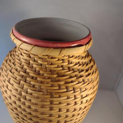 Hand Woven, Artisan Created Basket with Porcelain Vase Interior