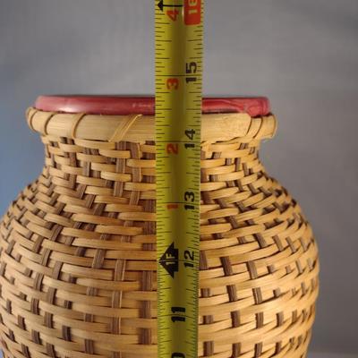 Hand Woven, Artisan Created Basket with Porcelain Vase Interior