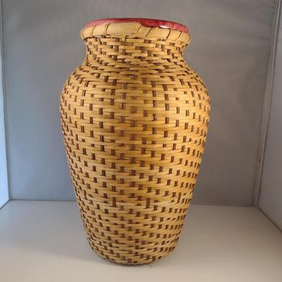 Hand Woven, Artisan Created Basket with Porcelain Vase Interior