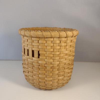 Hand Woven, Artisan Created Round Basket with Window Design