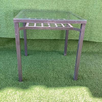 180 Square Metal Glass Top Table