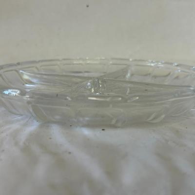 1950s Crystal Round Relish/Condiment Dish 7 3/8