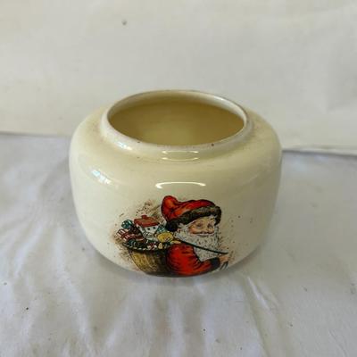 Collectible Vintage Santa Claus Christmas Ceramic Pottery Jar
