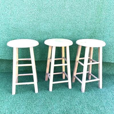 186 Three Blonde Wooden Stools