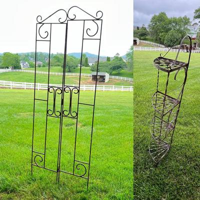 Wrought Iron Corner Shelf Unit & Trellis (OY-RG)