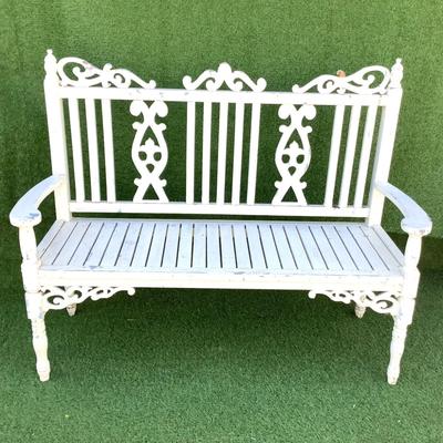 208 Victorian Outdoor Painted Wooden Bench and Coffee Table