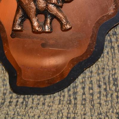 Africa Copper Wall Clock with 3D Elephants and hand Painted Graphics